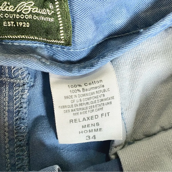 Eddie Bauer Relaxed Cotton Men’s Chino Shorts, Light Blue, Size 34 - Picture 7 of 8